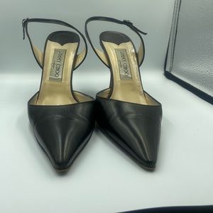 Jimmy Choo Black Kid Gill Heels 3.4 “